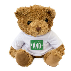 I LOVE THE A40 (ROAD SIGN) - Teddy Bear - Funny - British Driving Gift Present