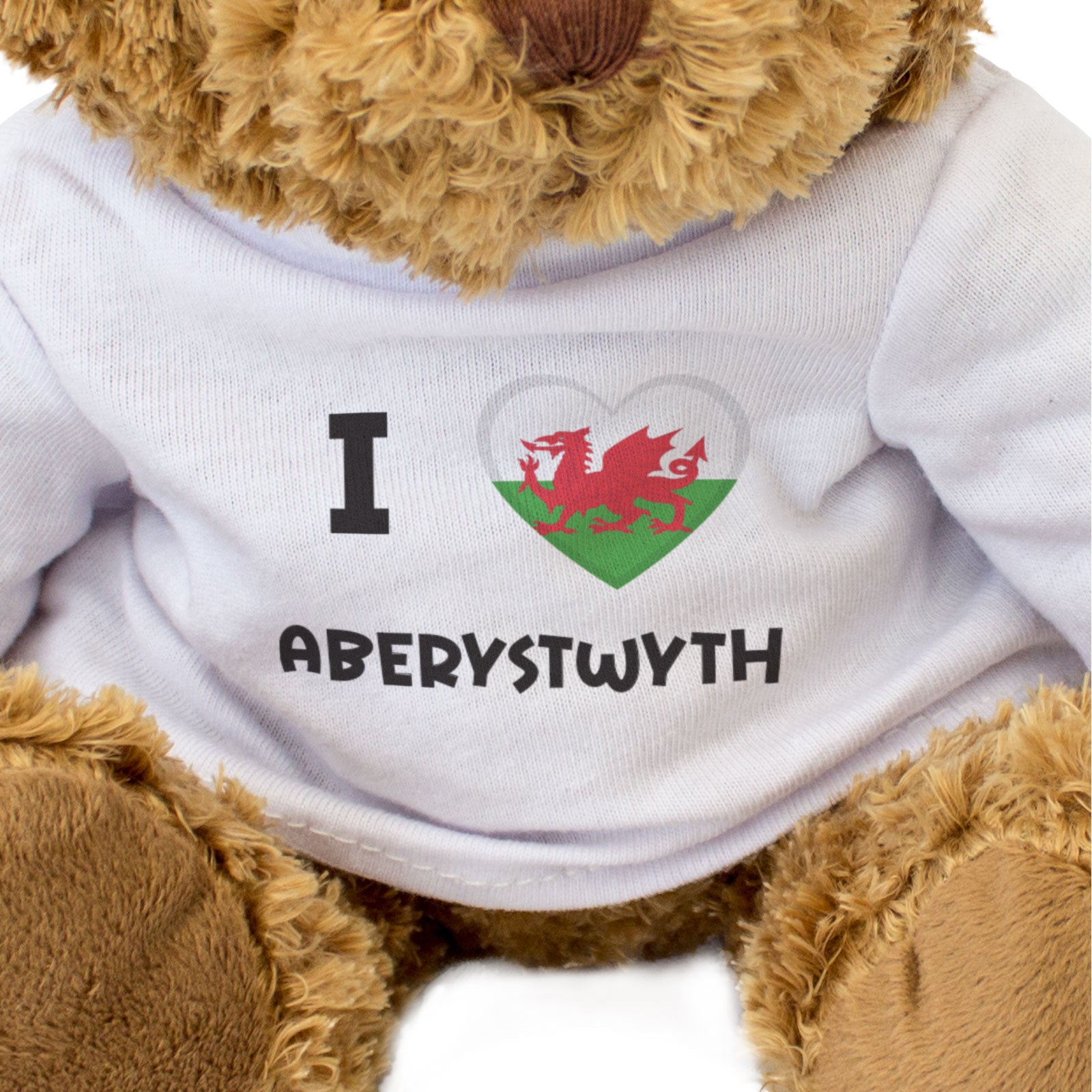 I LOVE ABERYSTWYTH (WALES FLAG) - Teddy Bear - Cute - Funny Welsh Gift Present