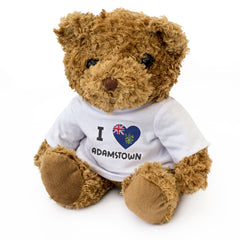 I LOVE ADAMSTOWN (PITCAIRN ISLANDS FLAG) - Teddy Bear - Souvenir Gift Present