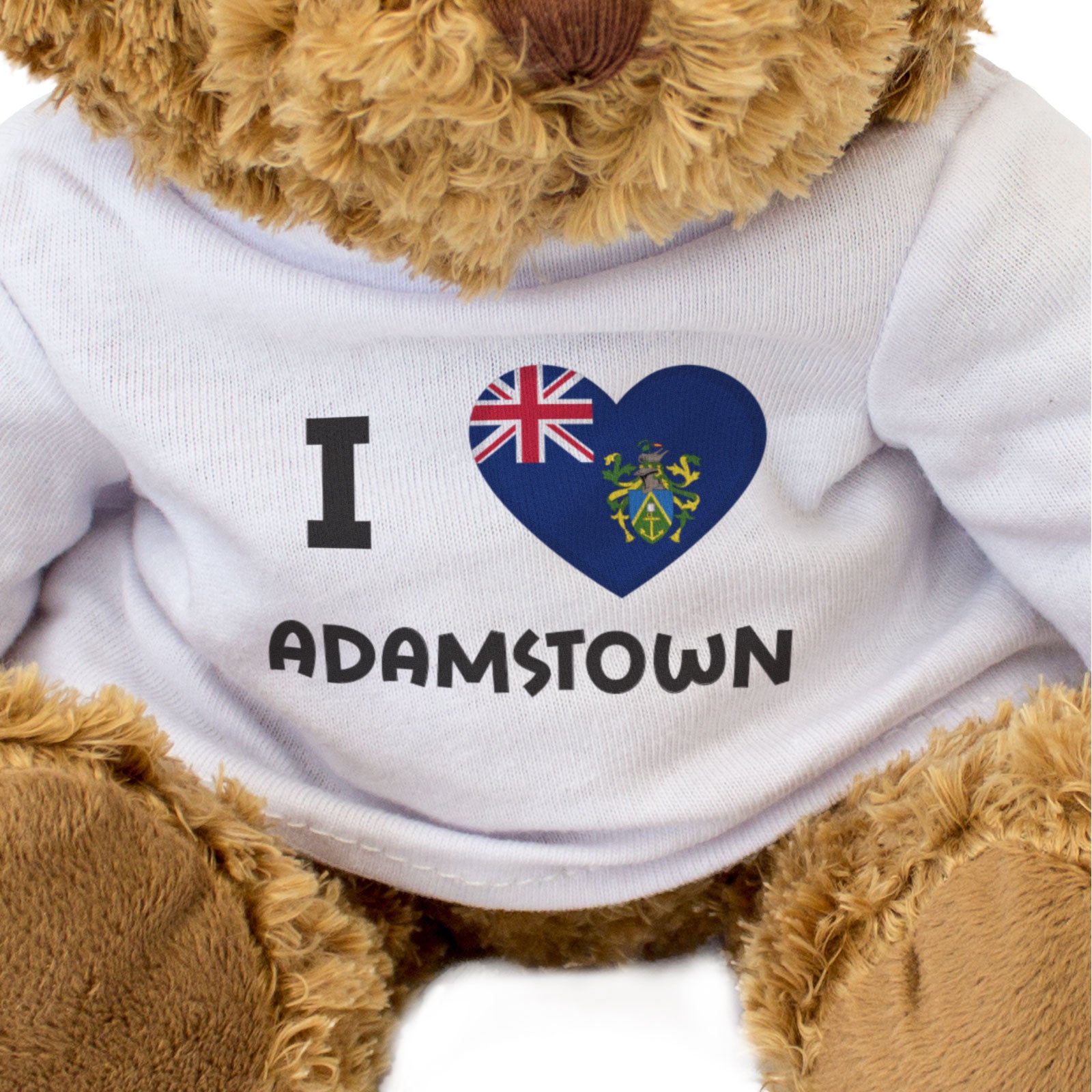 I LOVE ADAMSTOWN (PITCAIRN ISLANDS FLAG) - Teddy Bear - Souvenir Gift Present