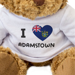 I LOVE ADAMSTOWN (PITCAIRN ISLANDS FLAG) - Teddy Bear - Souvenir Gift Present