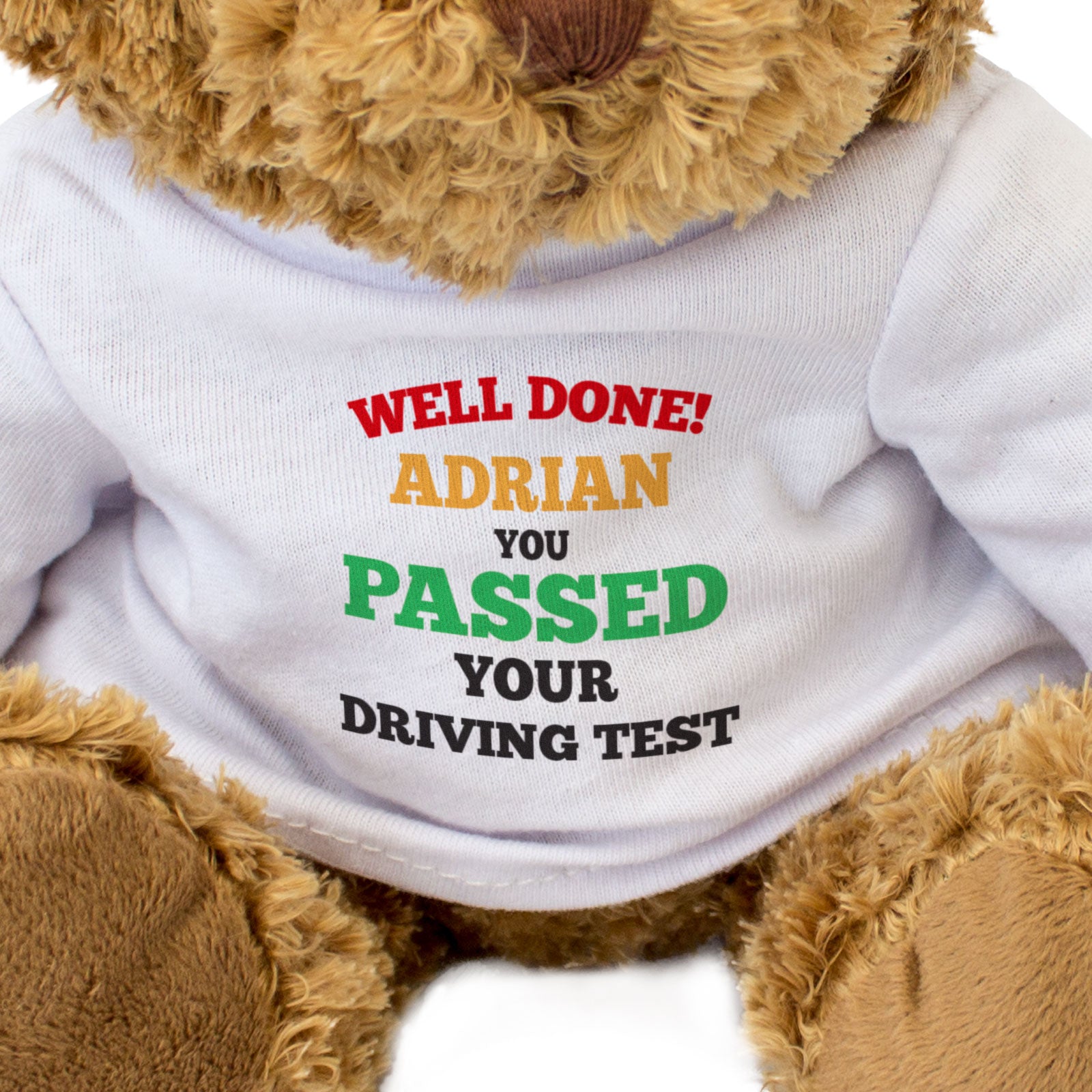 WELL DONE ADRIAN YOU PASSED YOUR DRIVING TEST - Teddy Bear - Gift Present