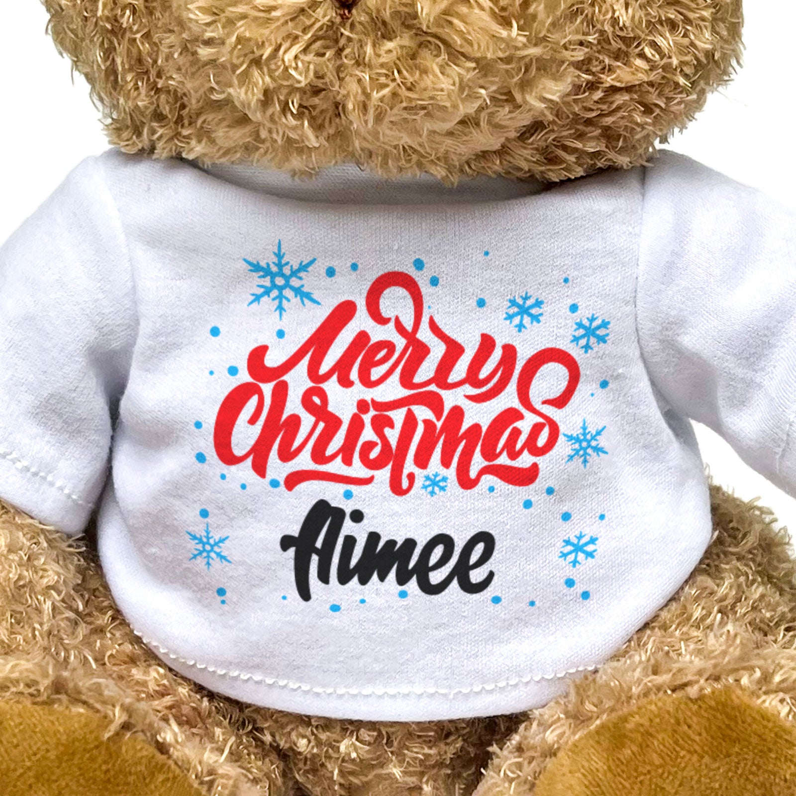 MERRY CHRISTMAS AIMEE - Teddy Bear - Cute Cuddly Soft - Xmas Gift Present