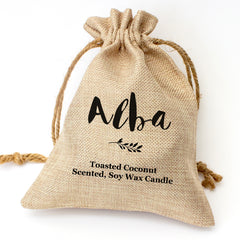 Alba personalised toasted coconut candle gift set