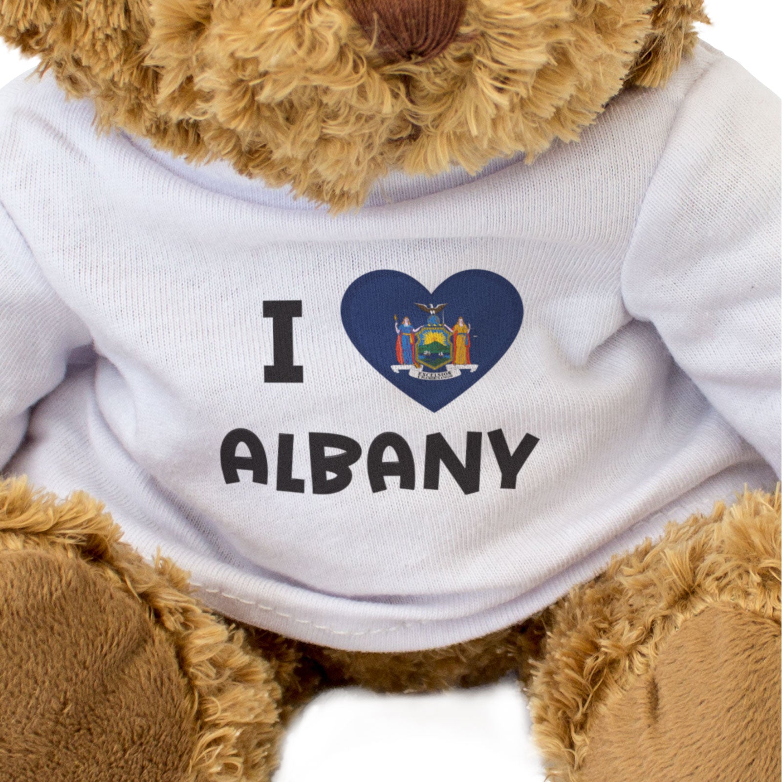 I LOVE ALBANY (NEW YORK STATE FLAG) - Teddy Bear - Cute Cuddly - Gift Present