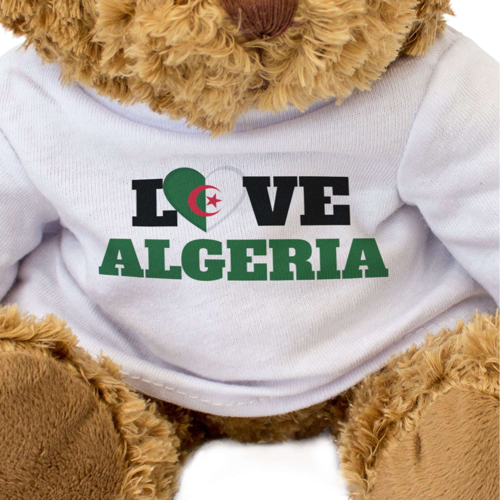 LOVE ALGERIA (FLAG HEART) - Teddy Bear - Cute - Algerian Souvenir Gift Present
