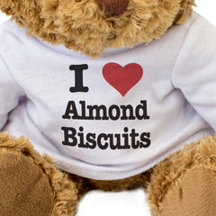 I LOVE ALMOND BISCUITS - Teddy Bear - Cute Cuddly Soft - Funny Gift Present