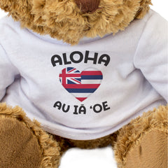 ALOHA AU IĀ 'OE (HAWAII FLAG) - Teddy Bear - I Love You - Romantic Gift Present