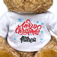 MERRY CHRISTMAS ALTHEA - Teddy Bear - Cute Cuddly Soft - Xmas Gift Present