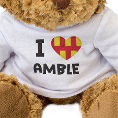 I LOVE AMBLE (NORTHUMBERLAND FLAG) - Teddy Bear - Cute - Funny Gift Present