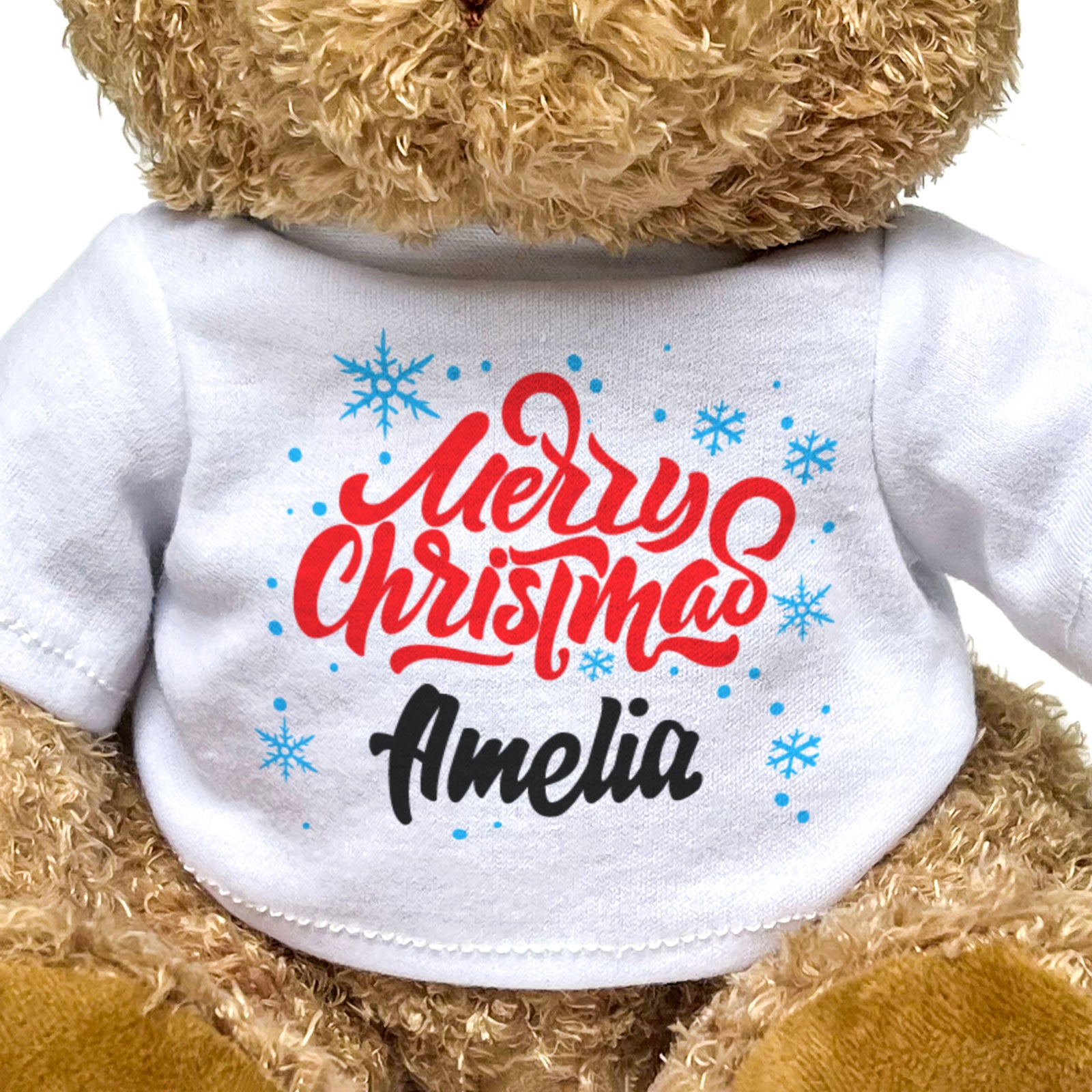 MERRY CHRISTMAS AMELIA - Teddy Bear - Cute Cuddly Soft - Xmas Gift Present