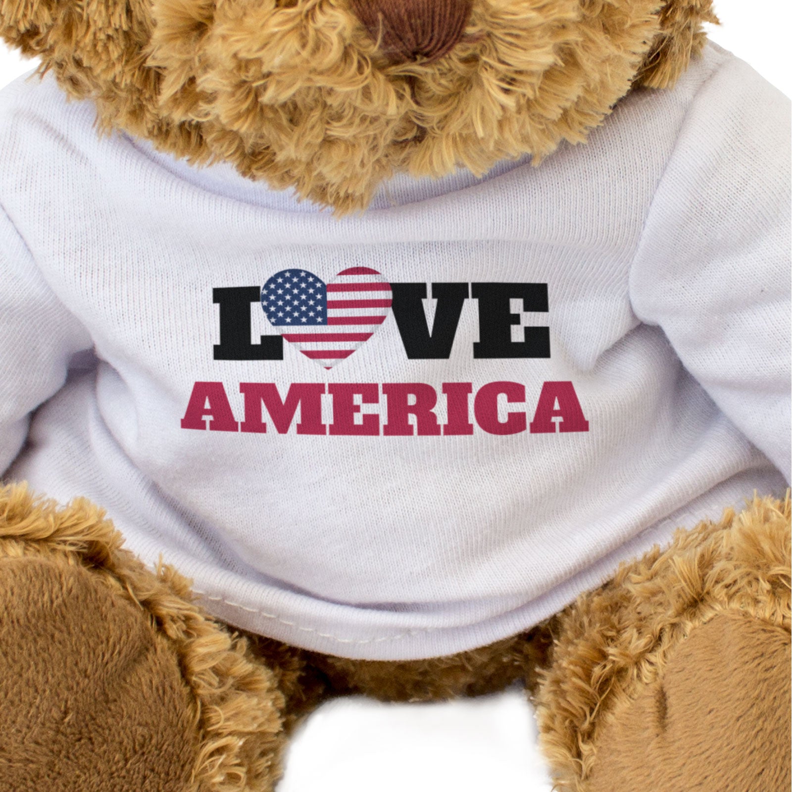 LOVE AMERICA (FLAG HEART) - Teddy Bear - Cute Funny - USA Souvenir Gift Present