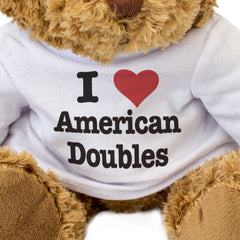 I LOVE AMERICAN DOUBLES - Teddy Bear - Cute Cuddly Soft - Tennis Gift Present