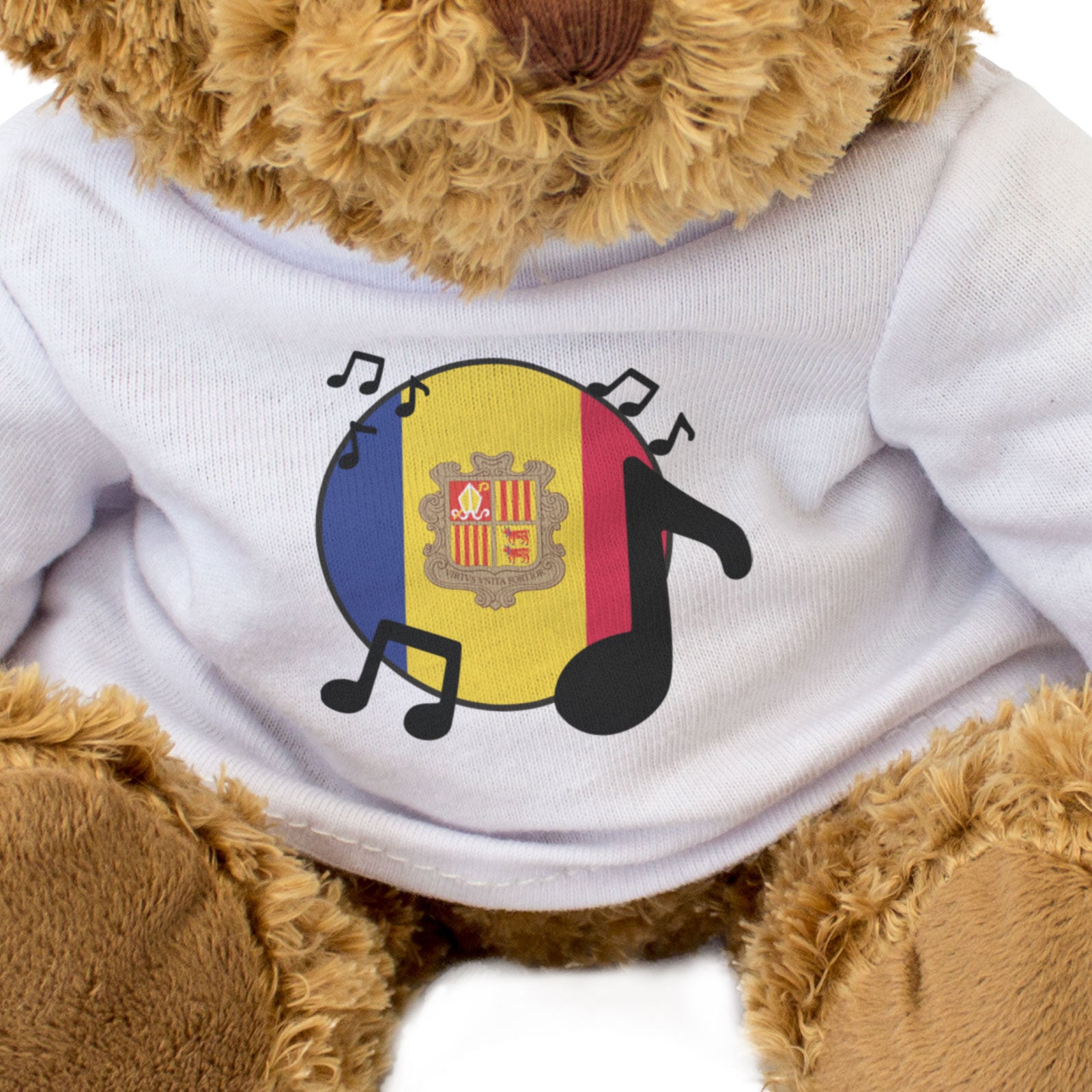 ANDORRA FLAG (MUSICAL NOTES) - Teddy Bear - Andorran Music Fan Gift Present