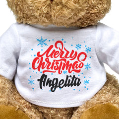 MERRY CHRISTMAS ANGELITA - Teddy Bear - Cute Cuddly Soft - Xmas Gift Present