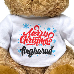 MERRY CHRISTMAS ANGHARAD - Teddy Bear - Cute Cuddly Soft - Xmas Gift Present