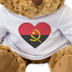 ANGOLA FLAG HEART - Teddy Bear - Cute Cuddly Soft - Angolan Gift Present