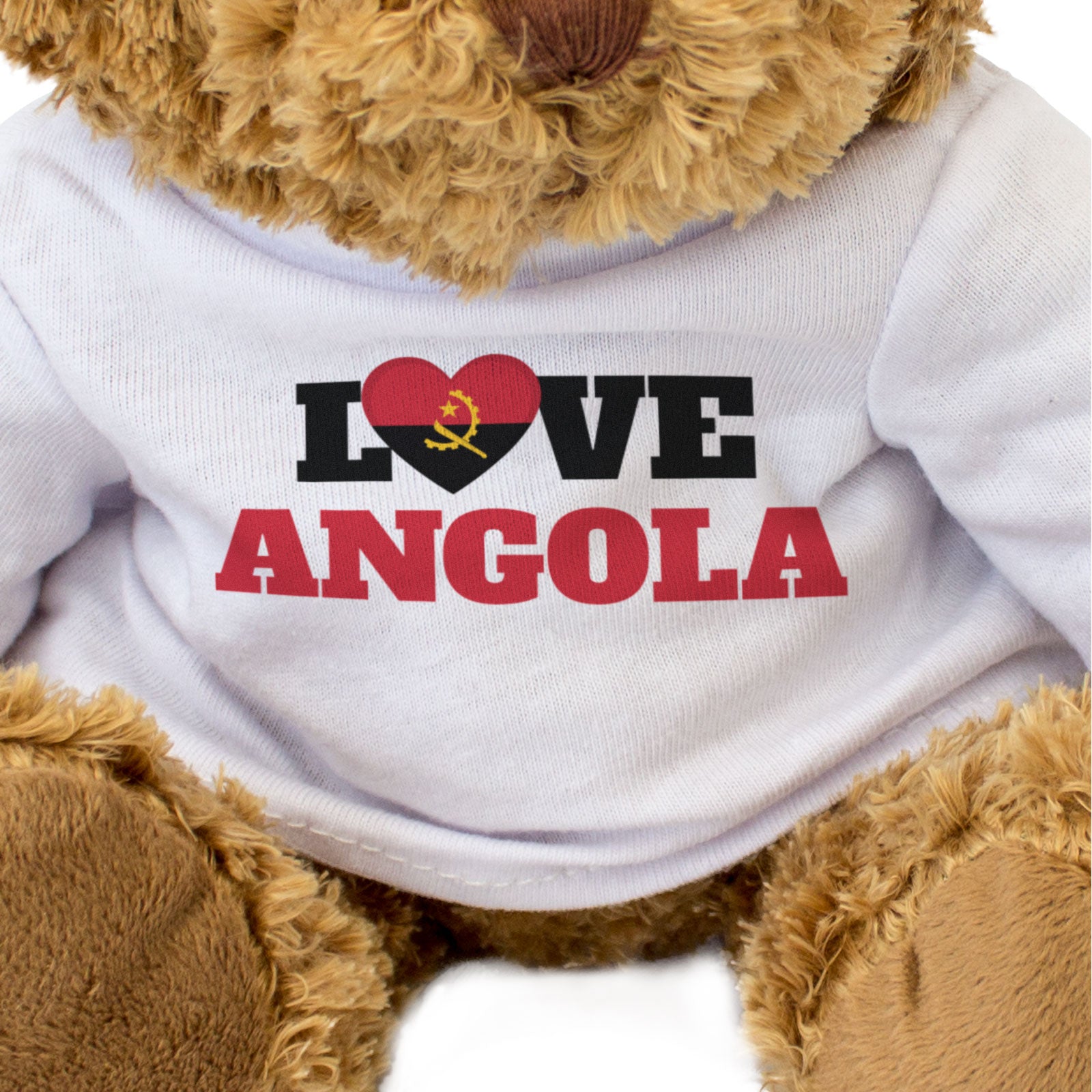 LOVE ANGOLA (FLAG HEART) - Teddy Bear - Cute - Angolan Souvenir Gift Present