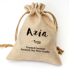 Aria personalised toasted coconut candle gift set
