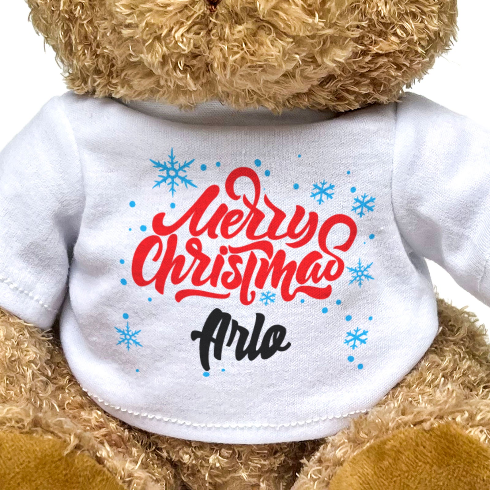 MERRY CHRISTMAS ARLO - Teddy Bear - Cute Cuddly Soft - Funny Xmas Gift Present