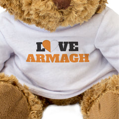 LOVE ARMAGH (COUNTY COLOURS HEART) - Teddy Bear - Funny Ireland Gift Present