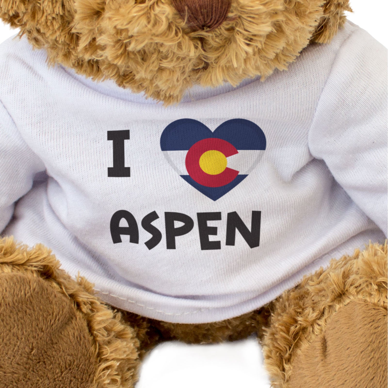 I LOVE ASPEN (COLORADO FLAG) - Teddy Bear - Cute Funny Soft - Gift Present