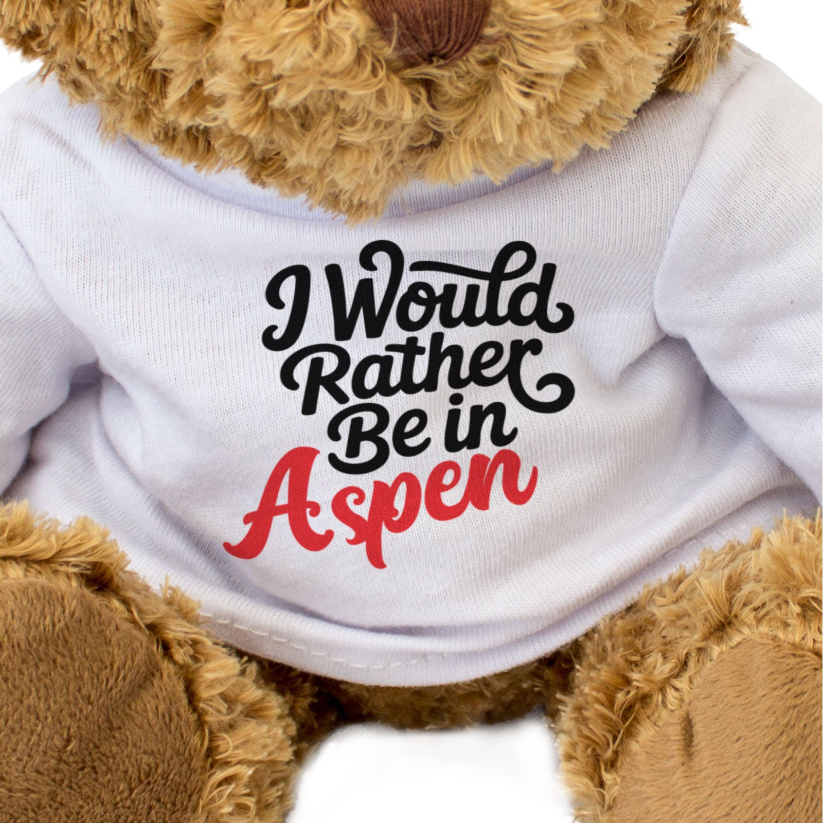 I WOULD RATHER BE IN ASPEN - Teddy Bear - Cute Cuddly Funny Soft - Gift Present
