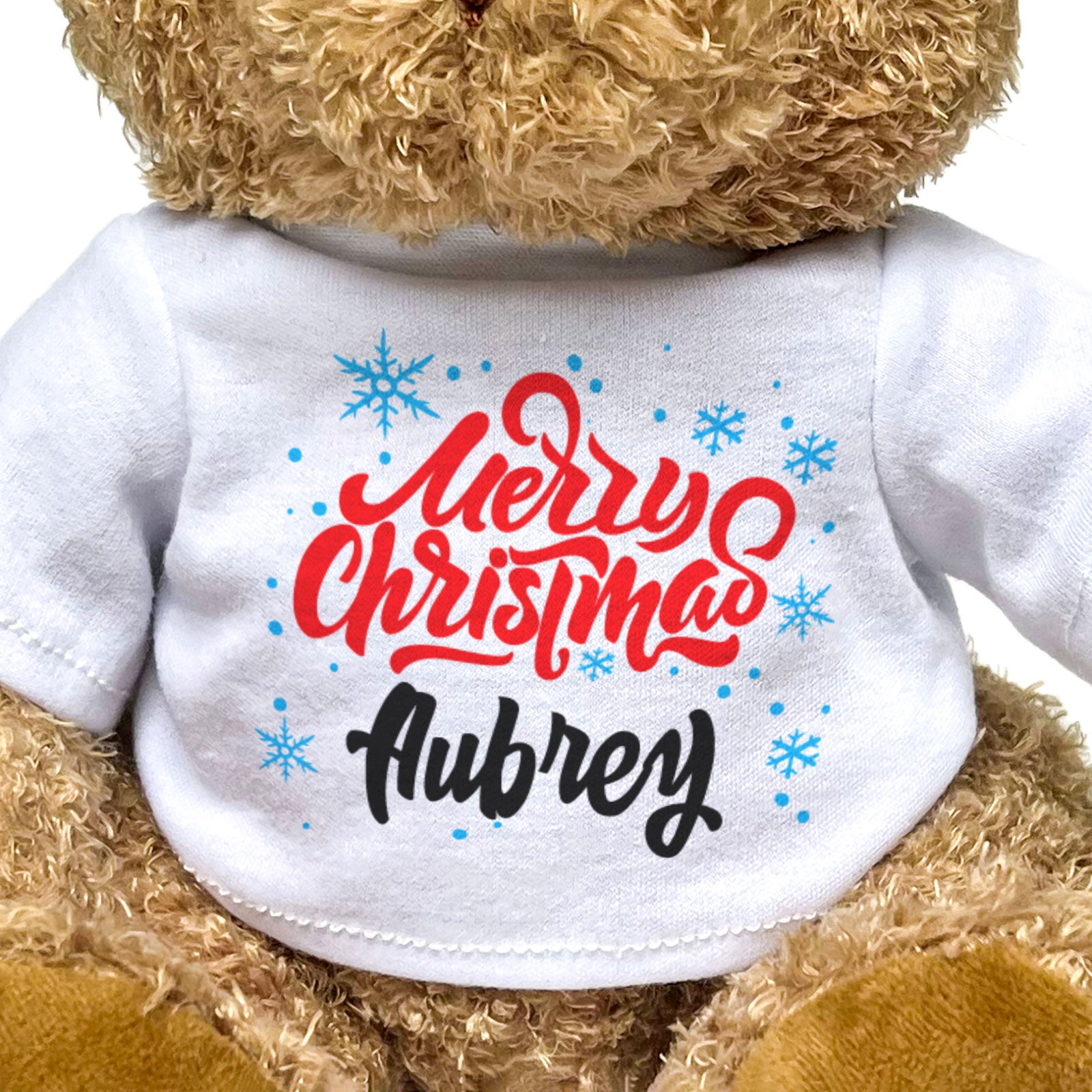 MERRY CHRISTMAS AUBREY - Teddy Bear - Cute Cuddly Soft - Xmas Gift Present