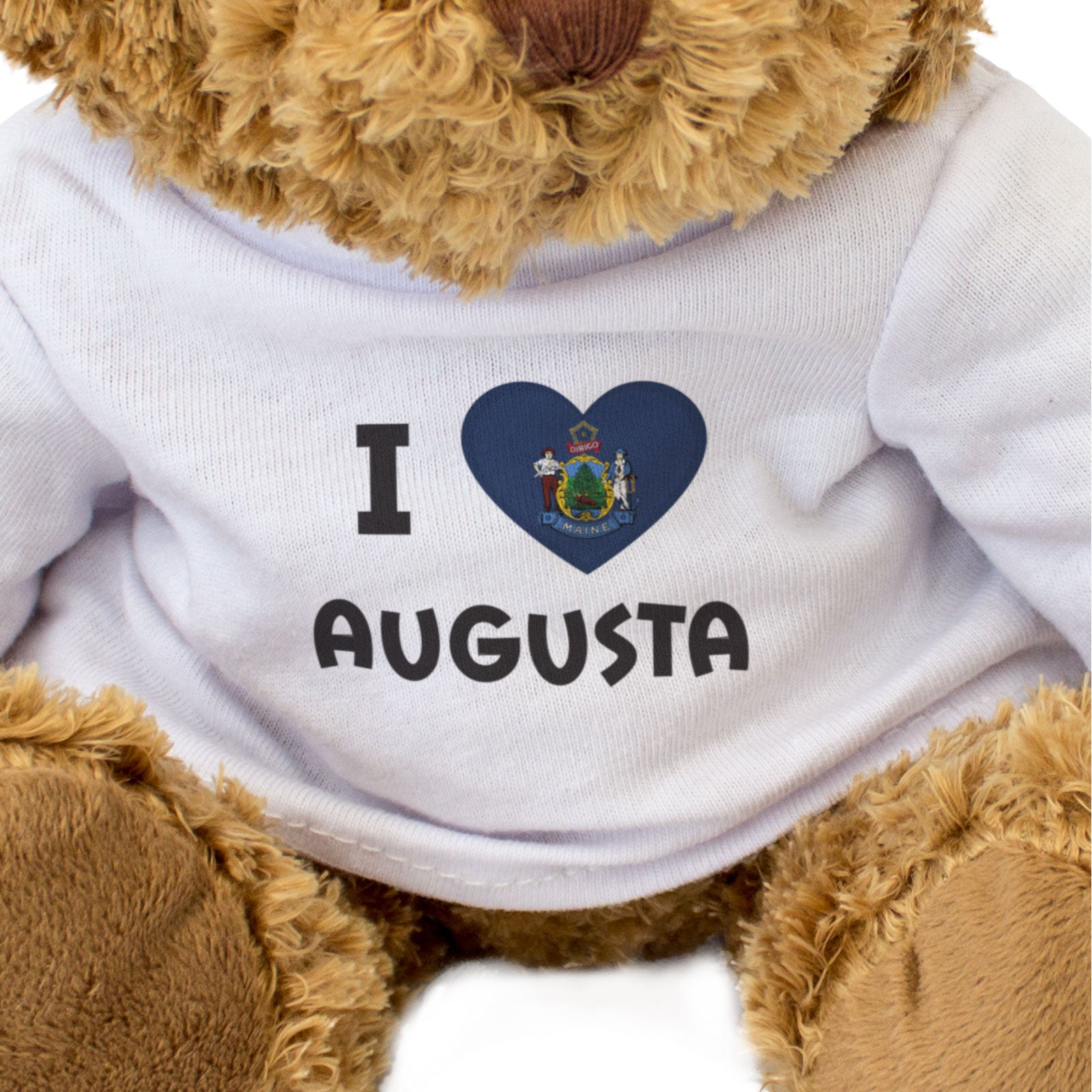 I LOVE AUGUSTA (MAINE FLAG) - Teddy Bear - Cute Cuddly Soft - Gift Present