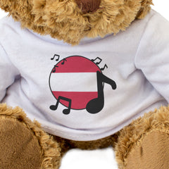 AUSTRIA FLAG (MUSICAL NOTES) - Teddy Bear - Austrian Music Fan Gift Present