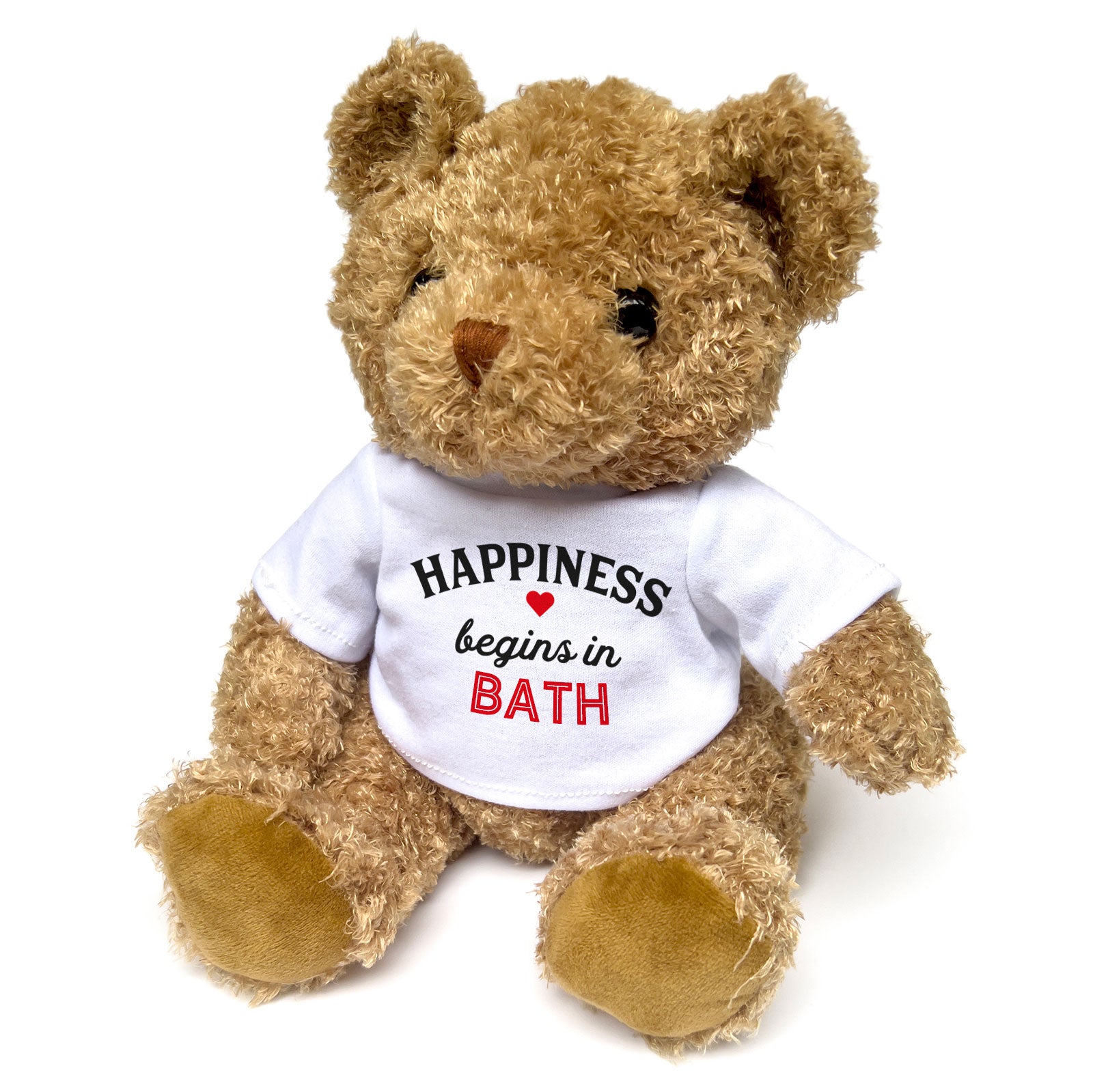 HAPPINESS BEGINS IN BATH - Teddy Bear - Cute Cuddly Soft Adorable - Gift Present