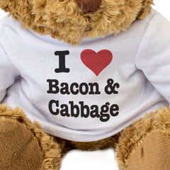 I LOVE BACON & CABBAGE - Teddy Bear - Cute Cuddly Soft Adorable - Gift Present
