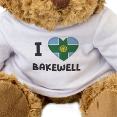 I LOVE BAKEWELL (DERBYSHIRE FLAG) - Teddy Bear - Funny Souvenir Gift Present