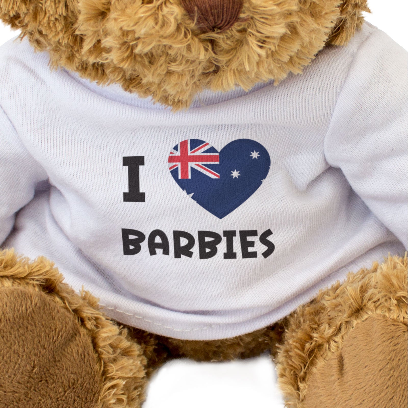 I LOVE BARBIES (AUSTRALIA FLAG) - Teddy Bear - Cute Funny - BBQ Gift Present