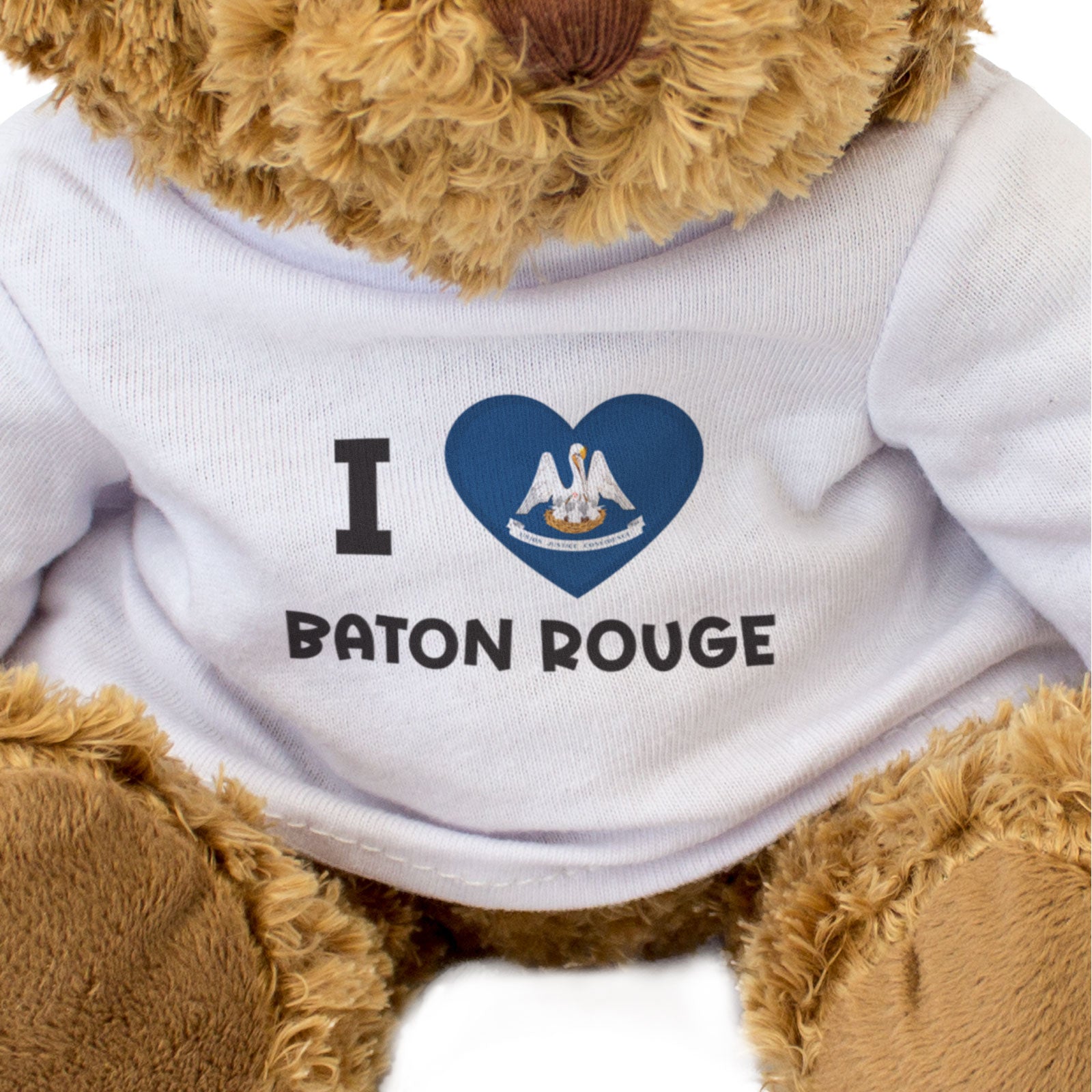 I LOVE BATON ROUGE (LOUISIANA FLAG) - Teddy Bear - Cute Cuddly - Gift Present