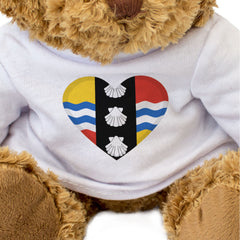 BEDFORDSHIRE FLAG HEART - Teddy Bear - Cute Cuddly Soft - Gift Present
