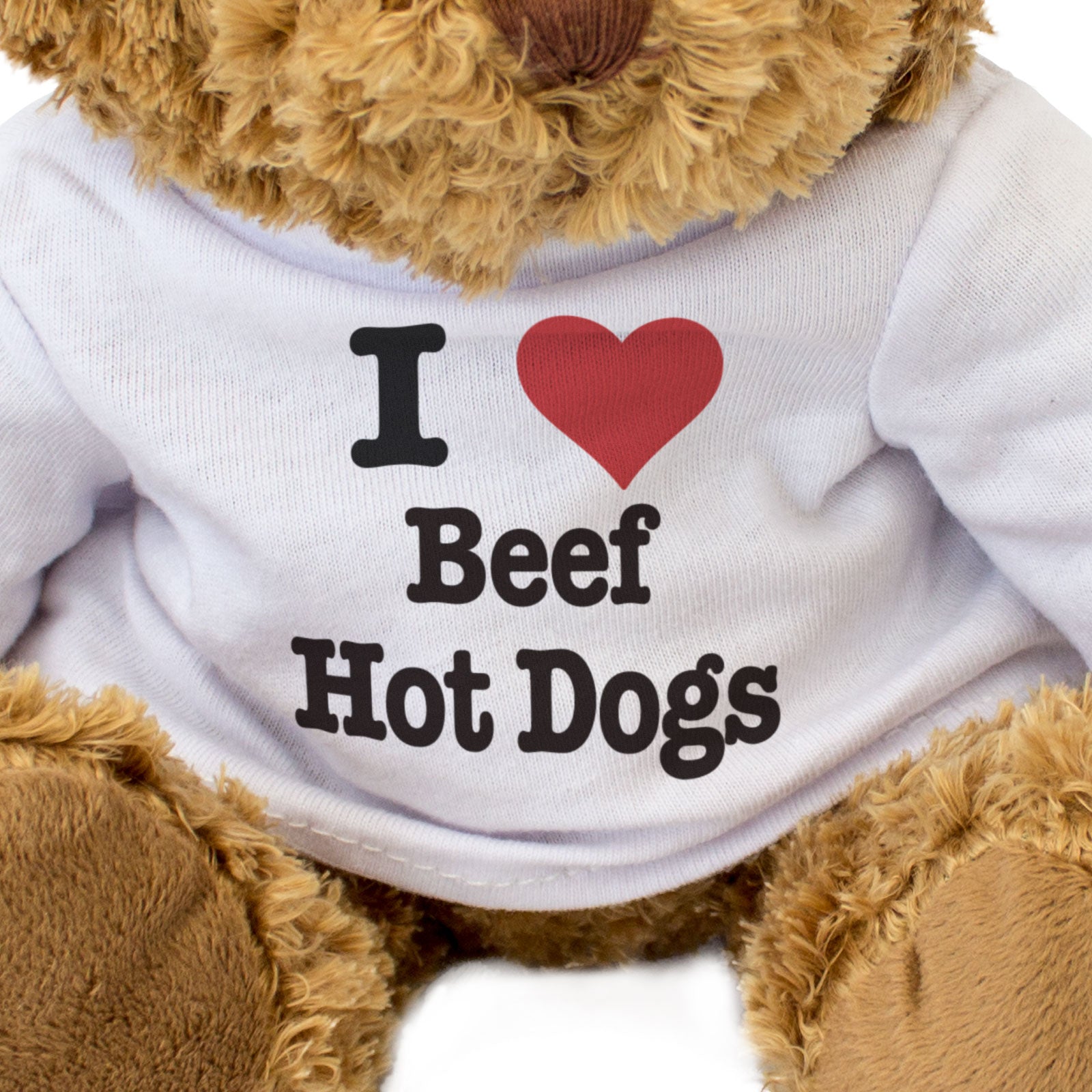 I LOVE BEEF HOT DOGS - Teddy Bear - Cute Cuddly Soft Adorable - Gift Present