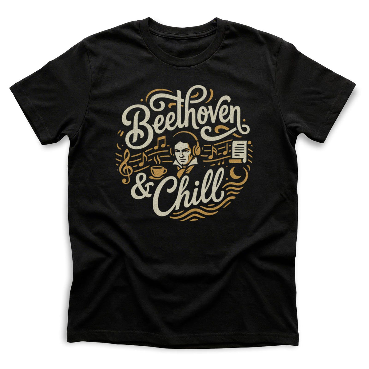 BEETHOVEN & CHILL - Black T-Shirt - Funny Classical Music Fan Tee