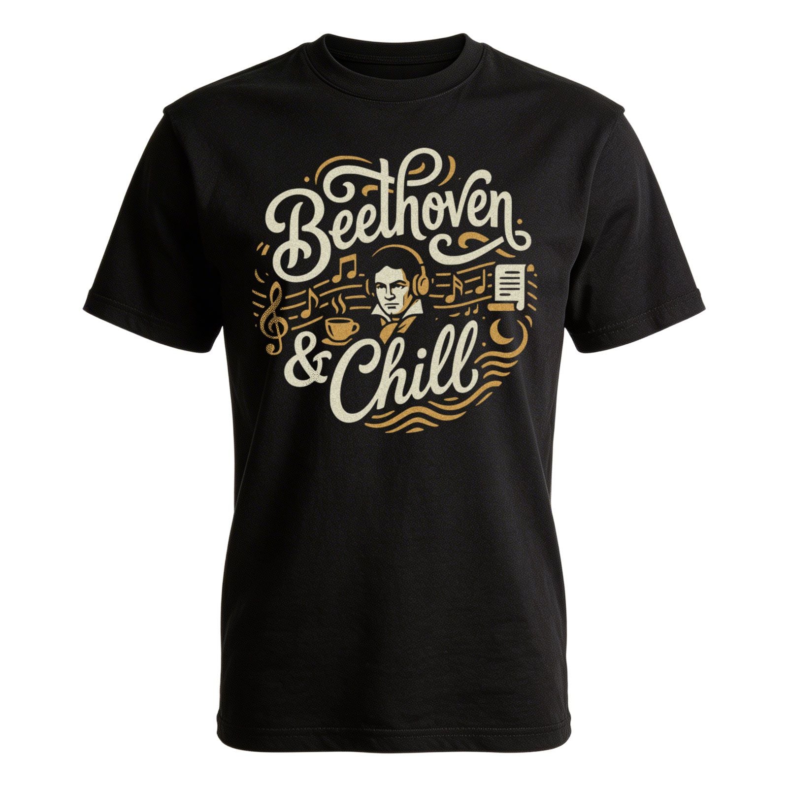 BEETHOVEN & CHILL - Black T-Shirt - Funny Classical Music Fan Tee