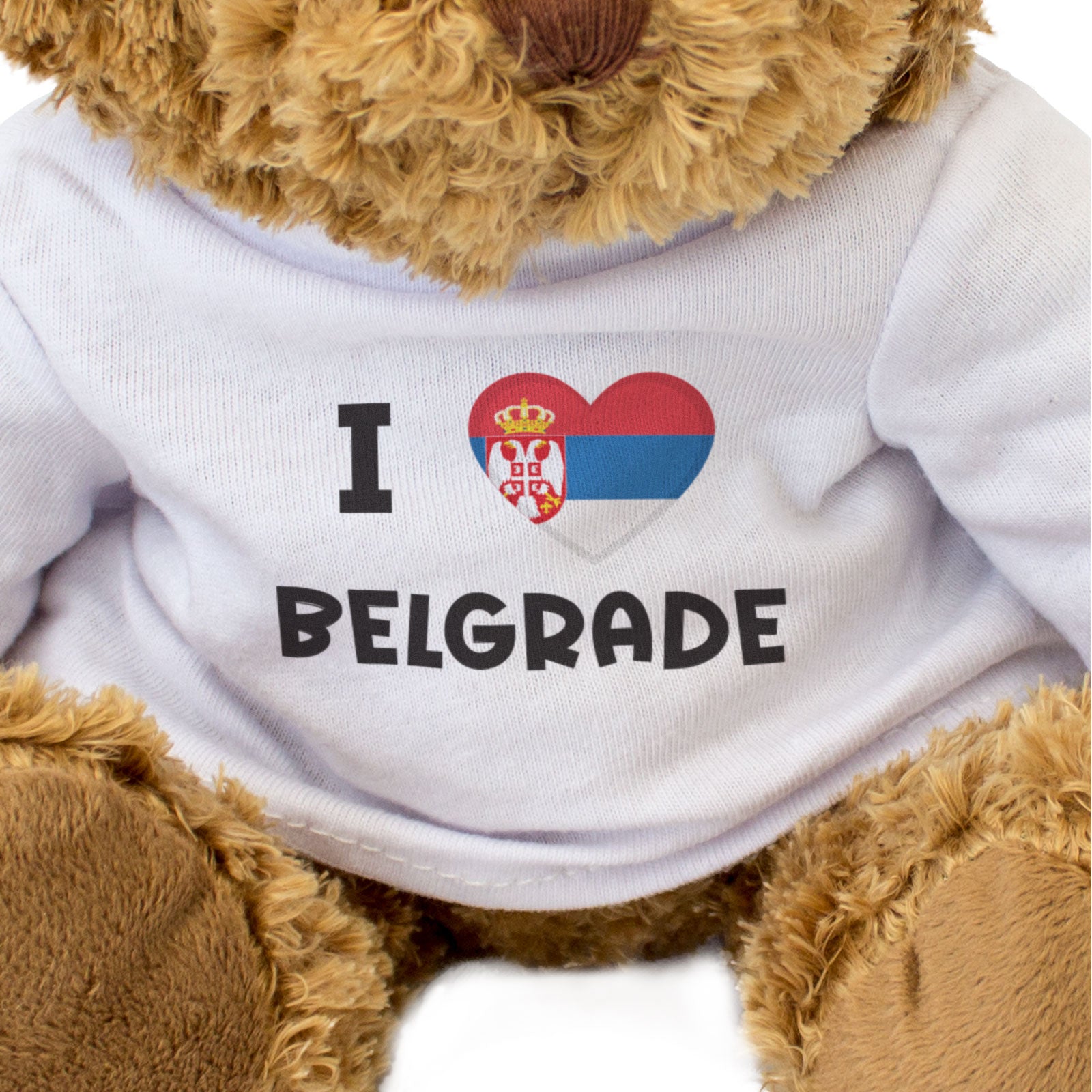 I LOVE BELGRADE (SERBIA FLAG) - Teddy Bear - Cute Cuddly - Gift Present
