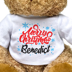 MERRY CHRISTMAS BENEDICT - Teddy Bear - Cute Cuddly Soft - Xmas Gift Present