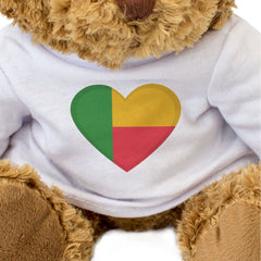 BENIN FLAG HEART - Teddy Bear - Cute Cuddly Soft - Beninese Gift Present