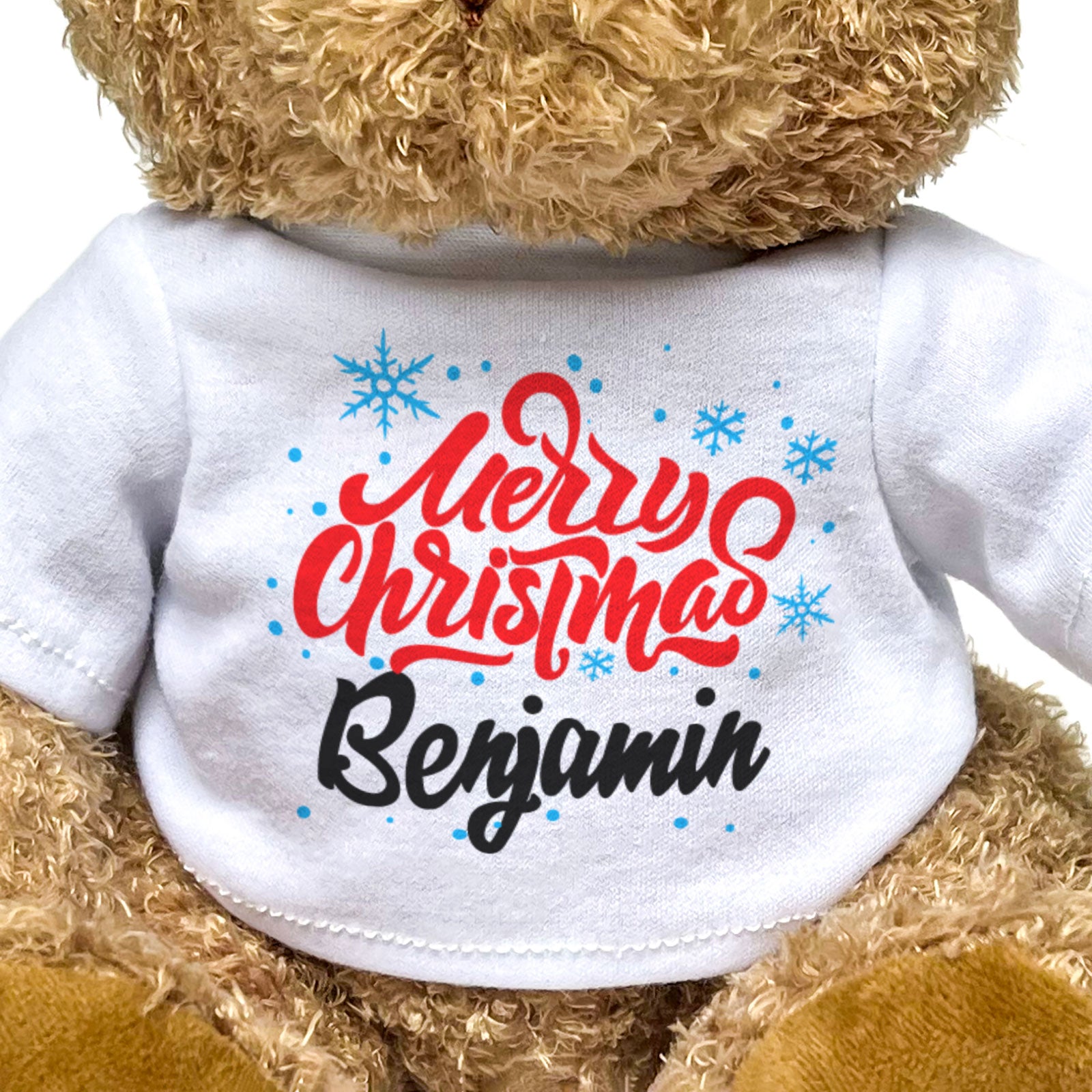 MERRY CHRISTMAS BENJAMIN - Teddy Bear - Cute Cuddly Soft - Xmas Gift Present