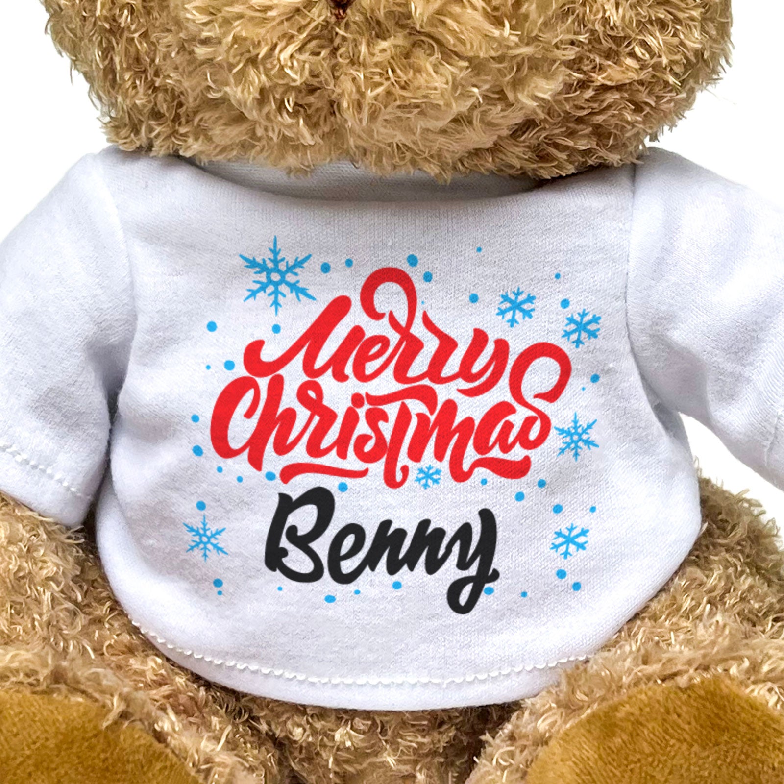 MERRY CHRISTMAS BENNY - Teddy Bear - Cute Cuddly Soft - Xmas Gift Present