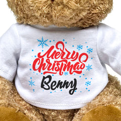 MERRY CHRISTMAS BENNY - Teddy Bear - Cute Cuddly Soft - Xmas Gift Present