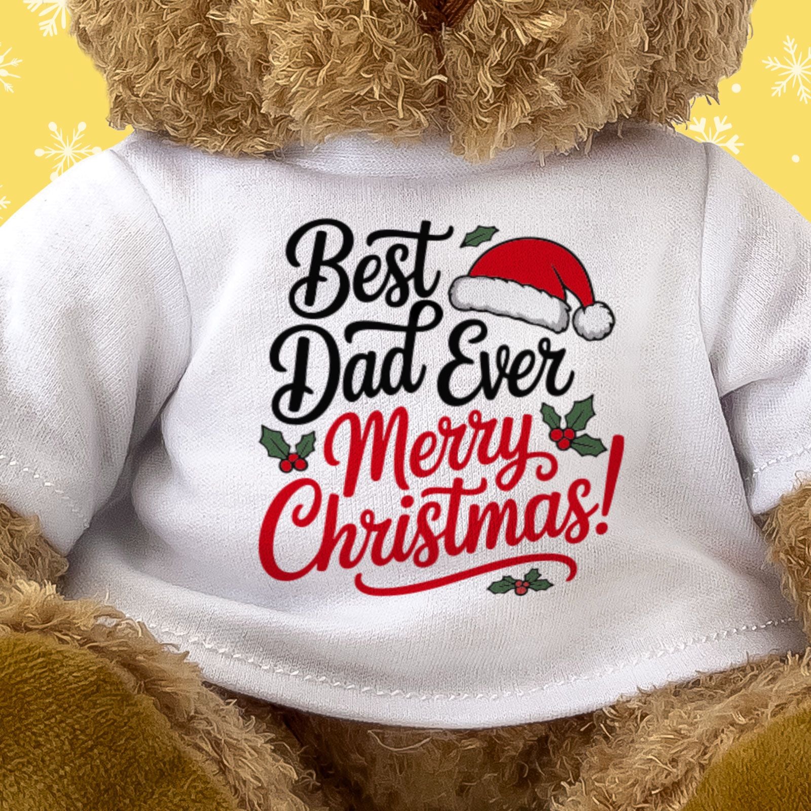 BEST DAD EVER MERRY CHRISTMAS - Teddy Bear - Cute Cuddly - Xmas Gift Present