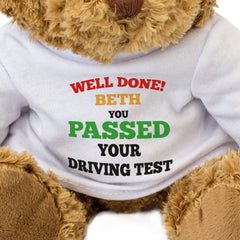 WELL DONE BETH YOU PASSED YOUR DRIVING TEST - Teddy Bear - Gift Present