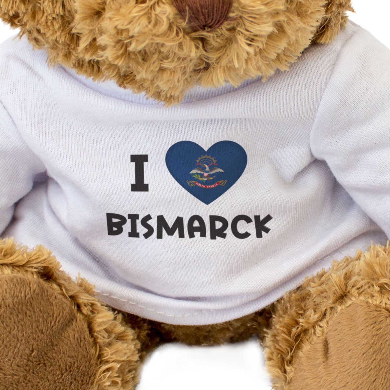 I LOVE BISMARCK (NORTH DAKOTA FLAG) - Teddy Bear - Cute Cuddly - Gift Present