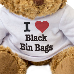 I LOVE BLACK BIN BAGS - Teddy Bear - Cute Cuddly Soft - Funny Gift Present