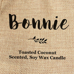 Bonnie personalised faux-burlap candle gift bag